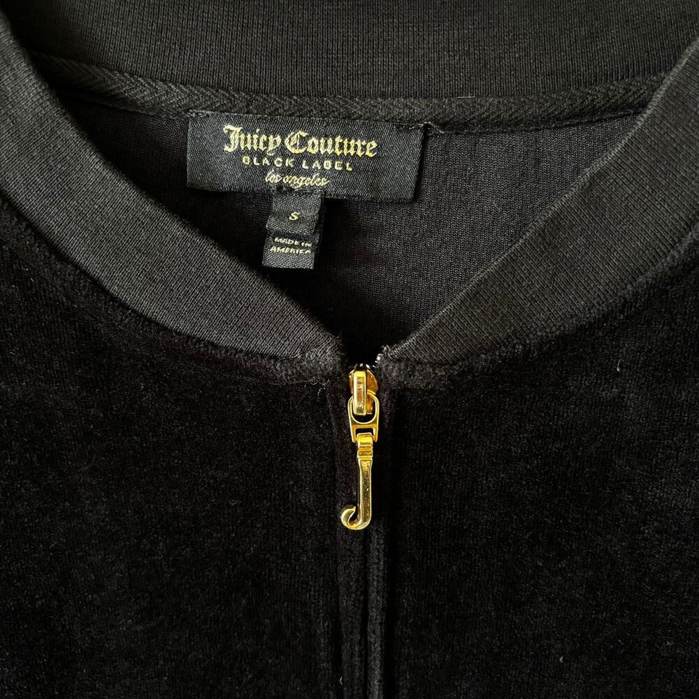 Y2k RARE Juicy Couture black velour rhinestone black label zip up NO HOOD